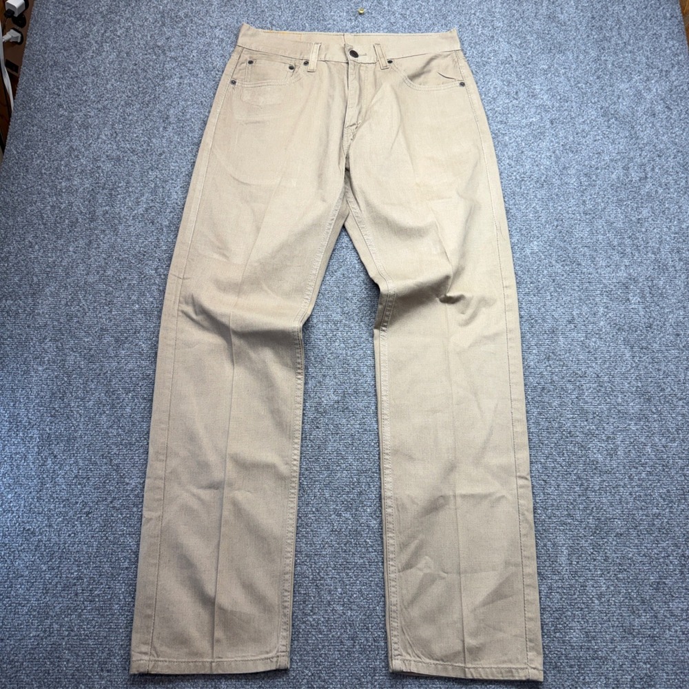 Levis 505 Regular Fit Straight Leg Khaki Tan Pants Mens W32 L34 S40196
